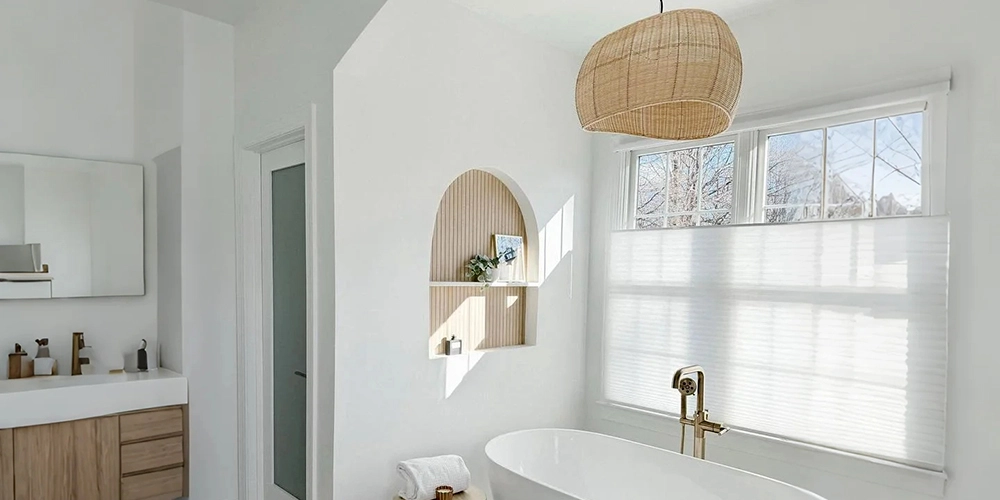 Bamboo hanging lamp bathroom