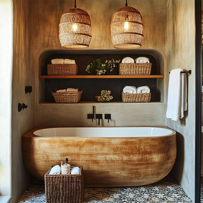 Bamboo pendant lamp for bathroom