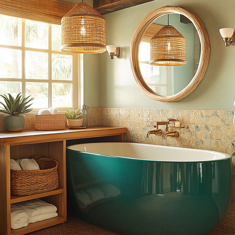 Bamboo pendant lampe for bathroom