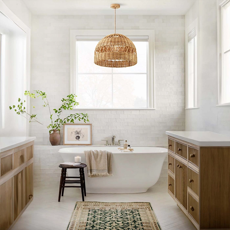 Bamboo pendant lights for bathroom