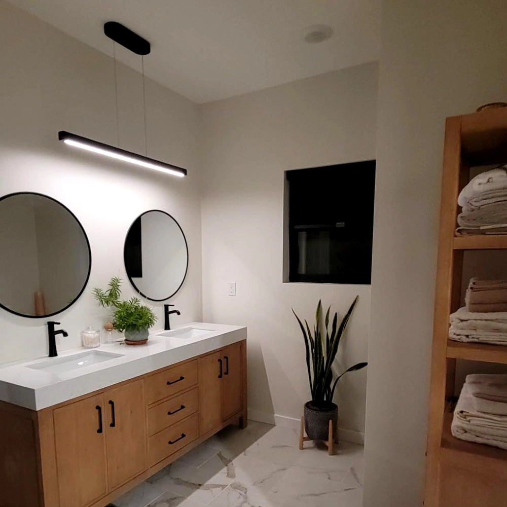 wood pendant light for bathroom