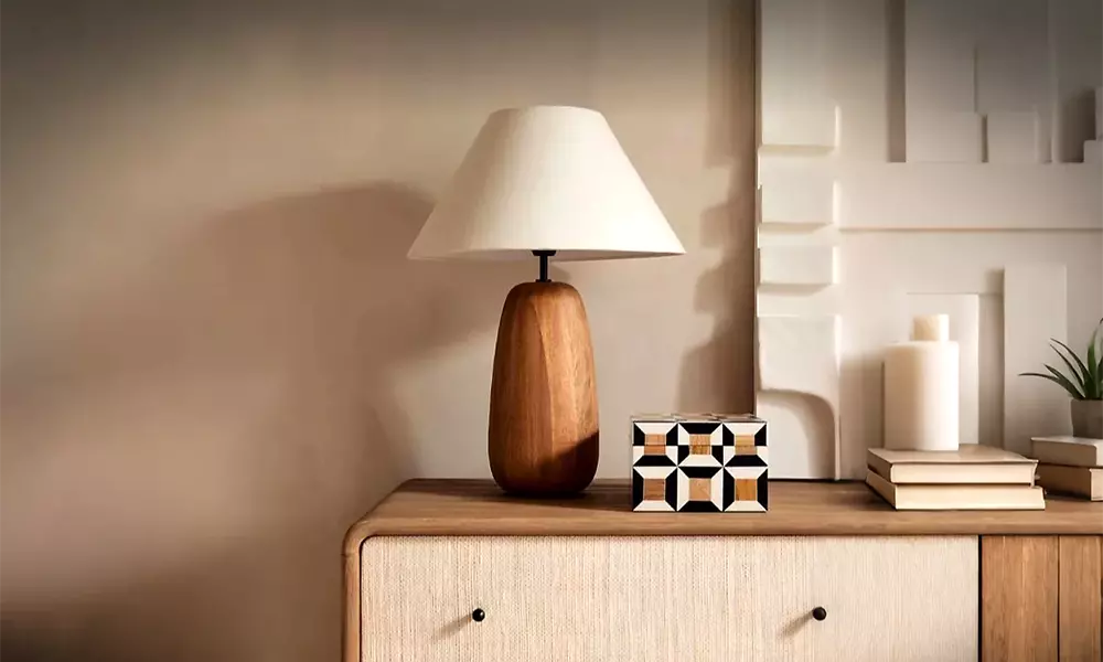 natural wood table lampe